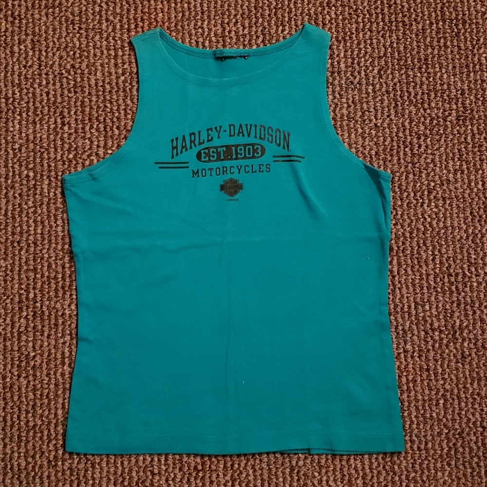 Harley-Davidson Motorcycles Tank Top Muscle Tee Teal Turquoise Small